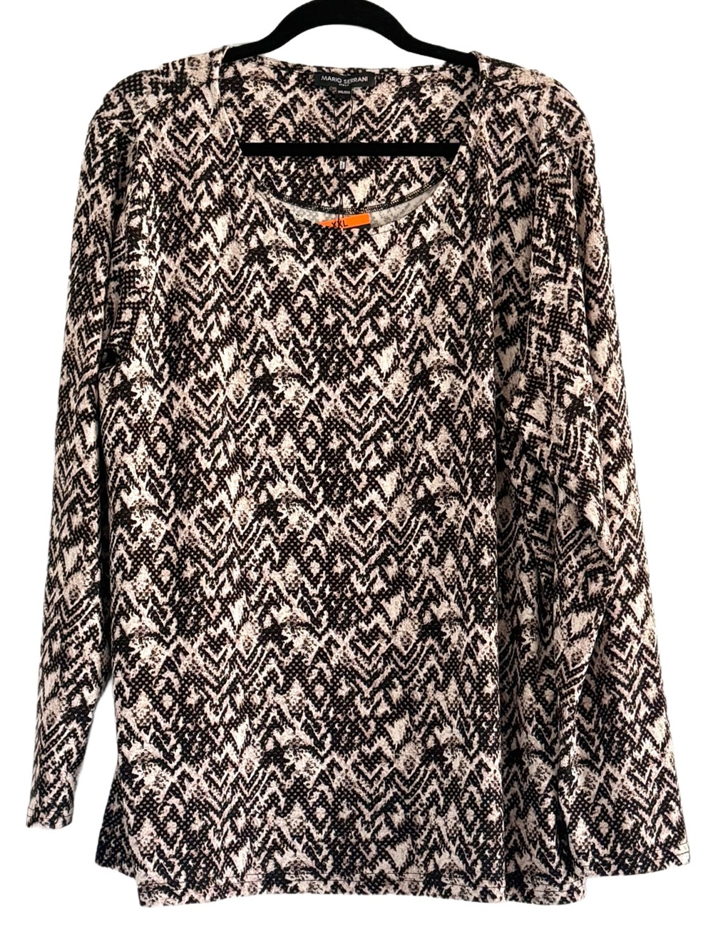 Black and Tan Snake Patterned Long Sleeve Top XXL